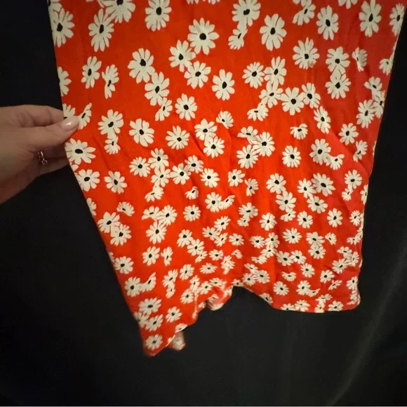 Reformation Red Orange Daisy Slip Dress Montague Dress in Oopsie Daisy Size 6 - Picture 4 of 12